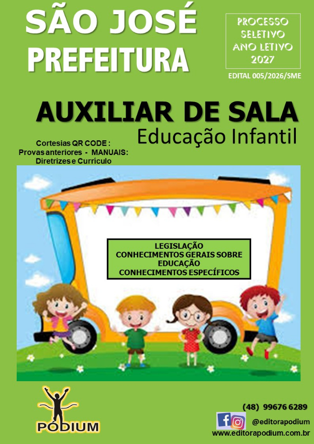Apostila ACT SÃO JOSÉ AUXILIAR DE SALA  EDUCAÇÃO INFANTIL LETIVO 2027
