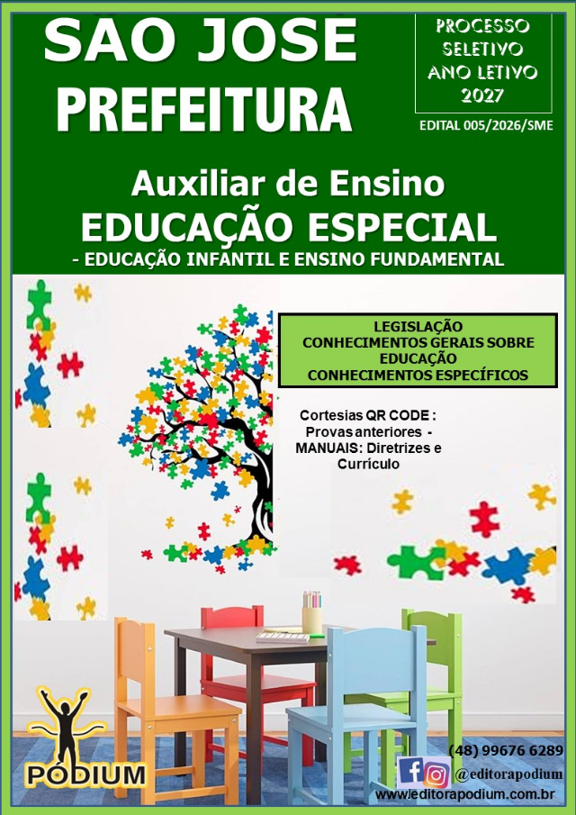 APOSTILA AUXILIAR DE ENSINO EDUCAÇÃO ESPECIAL ACT SÃO JOSÉ ANO LETIVO 2027