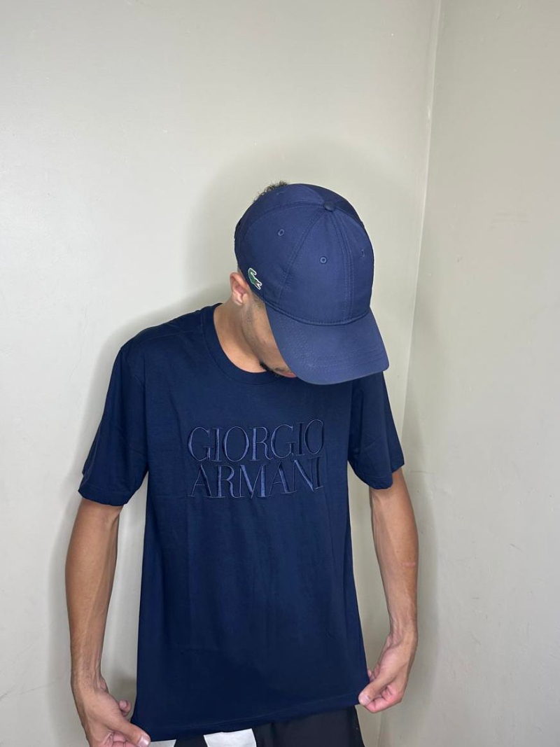 Camiseta Premium Armani Azul Marinho Bordada