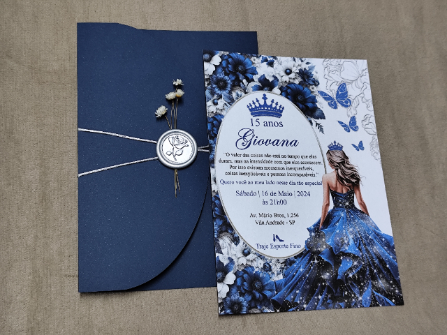 Convite 15 anos Azul Marinho Luxo