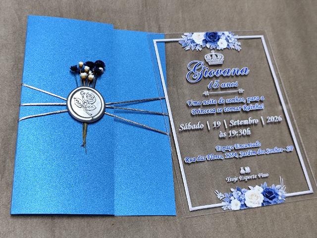 Convite Acr�lico 15 anos Luxo Royal
