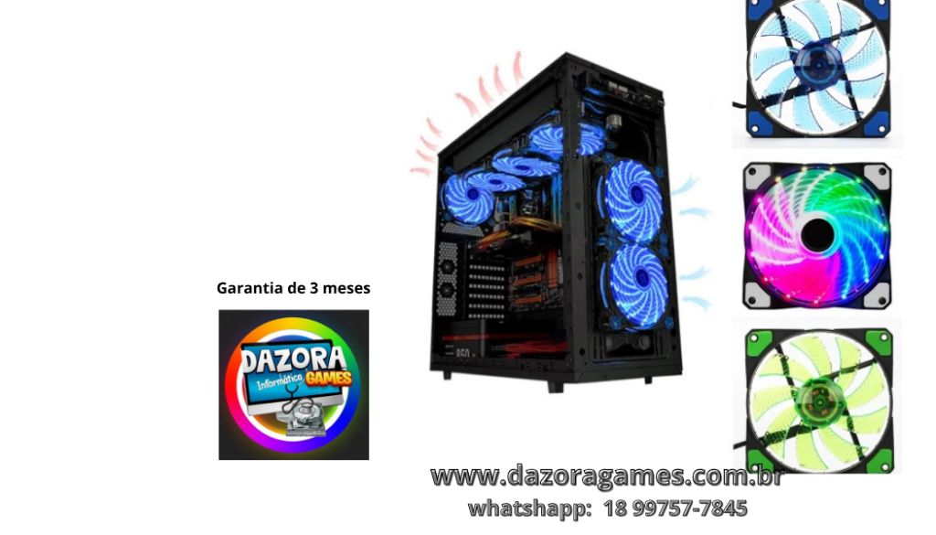 Cooler Fan Com Led Colorido 1200rpm 120x120mm PC, 4 FAN Colorida