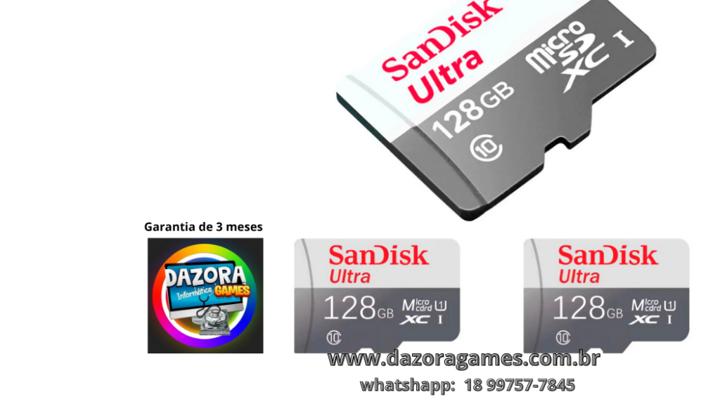 Carto De Memria Micro Sd Sandisk 128gb Classe 10 Ultra 