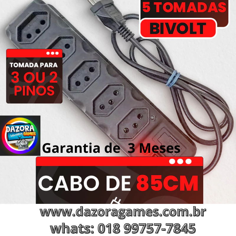 Filtro de linha 5 tomadas rgua - bivolt 110v 220v 10A