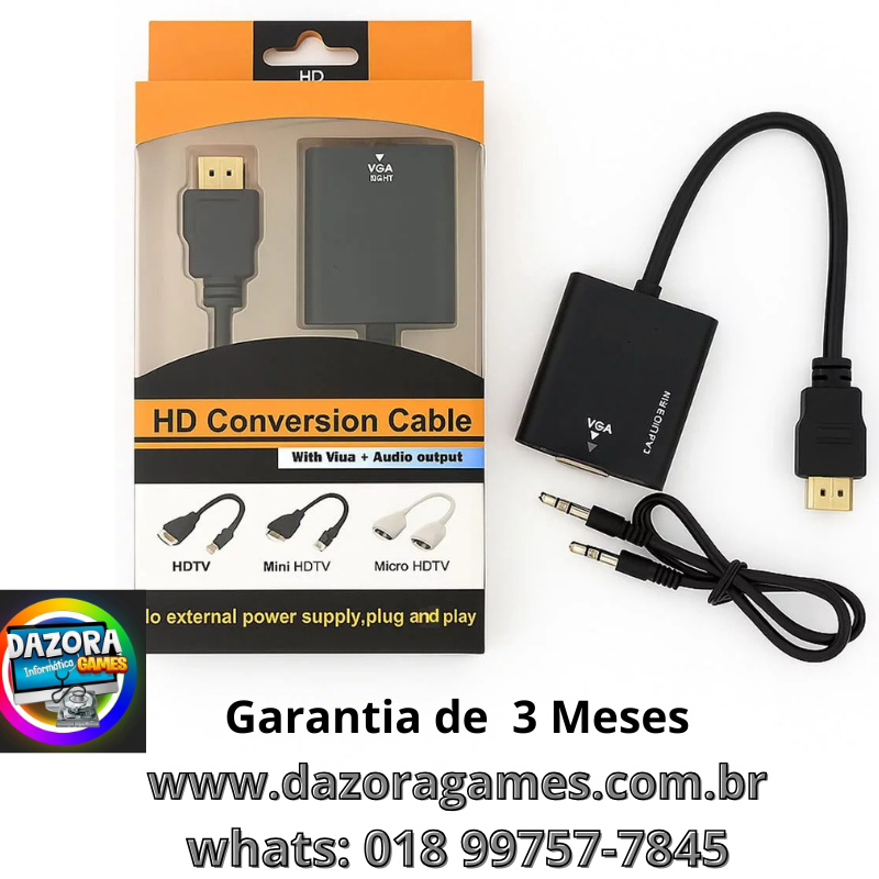  Conversor Adaptador HDMI para VGA