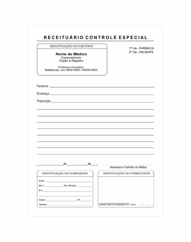 Receiturio Controle Especial 15x21cm 10 blocos de 100 vias