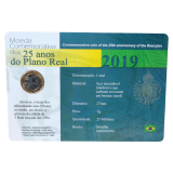 Encarte Com Moeda Flor de Cunho Comemorativa aos 25 Anos do Plano Real 