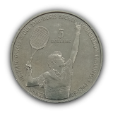 5 D�lares 1987 MBC, Niu� - XXIV Jogos Ol�mpicos de Ver�o, Seul 1988 - T�nis, Boris Becker