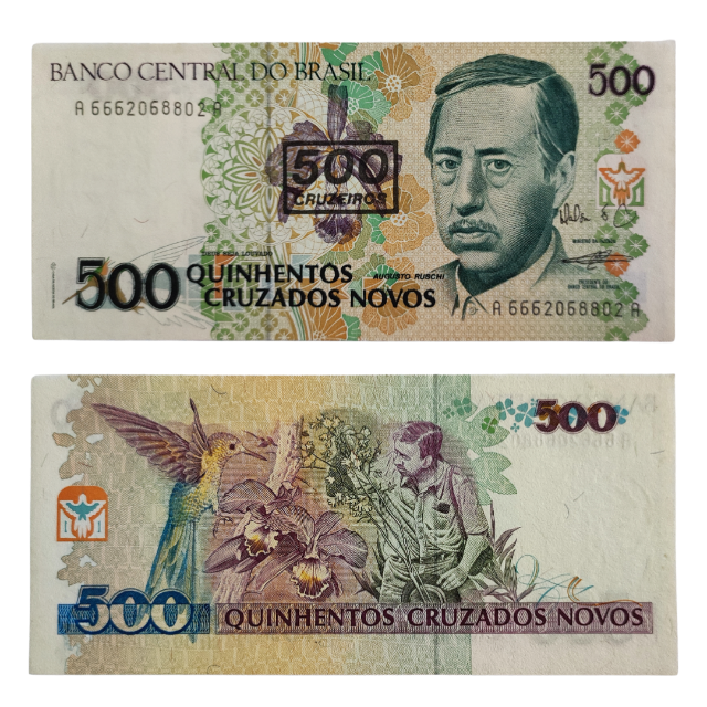 C213. 500 Cruzeiros 1990 FE, Brasil - Carimbo 