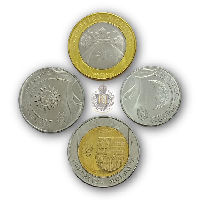 4 Moedas de 1, 2, 5 e 10 Leu 2018 - 2022 FC, Moldávia