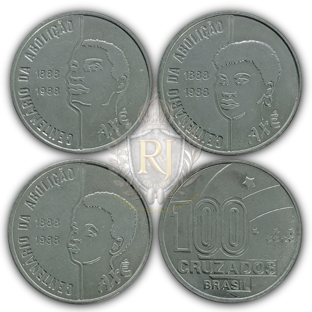 Conjunto: 3 Moedas de 100 Cruzados - Srie Ax