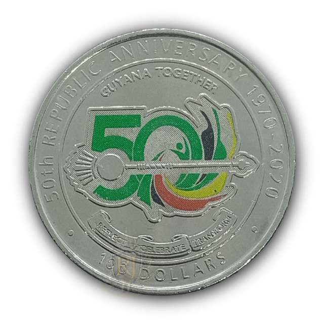 100 D�lares 2020 FC, Guiana - 50 Anivers�rio - Rep�blica Cooperativa da Guiana