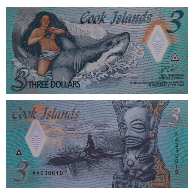 3 D�lares 2022 FE, Ilhas Cook - Pol�mero