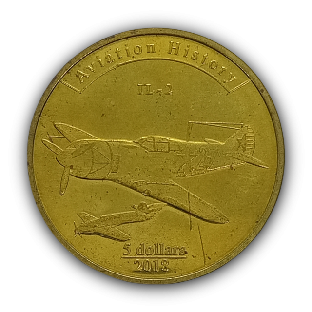 5 dólares 2018 MBC+, Ilhas Marianas do Note (Estados Unidos da América) - Avião Ilyushin Il-2.