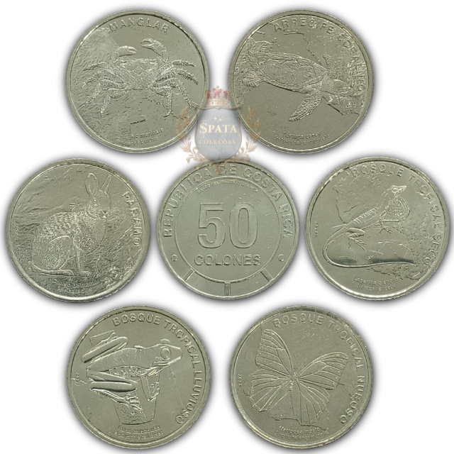 Costa Rica – Série Fauna dos Ecossistemas – 6 Moedas FC de 50 Colones