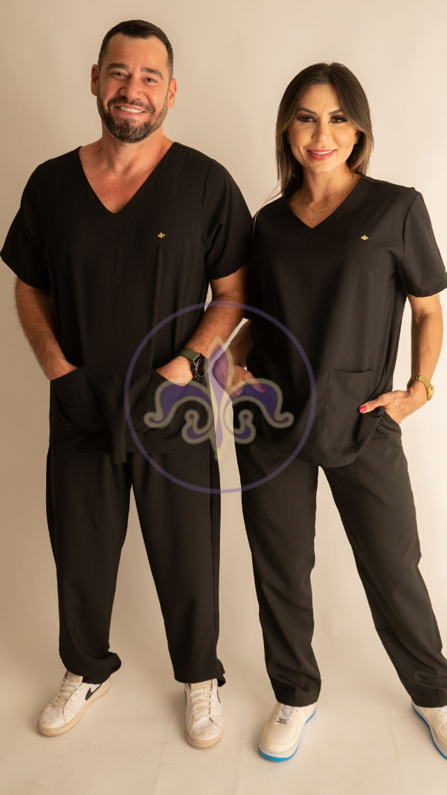 Scrub Tradicional em Oxfordine Light Preto