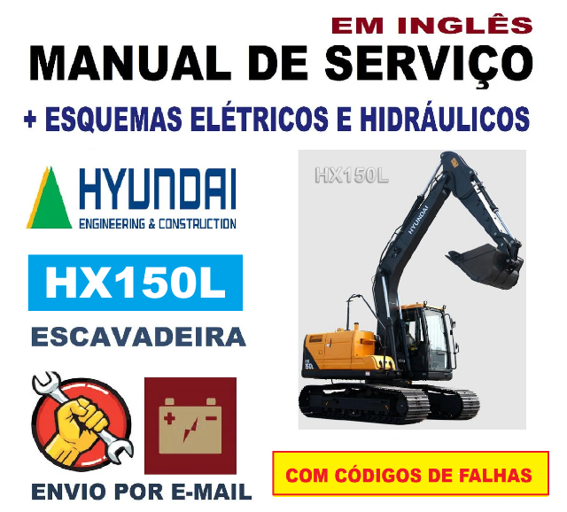 Manual De Servi�o + C�digos de Falhas Hyundai Escavadeira HX150L (Ingl�s)  