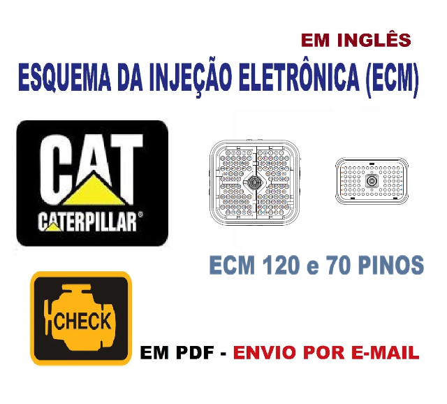 Esquema El�trico da Inje��o Motor Industrial Caterpillar C9 (ECM 120 e 70 Pinos)    