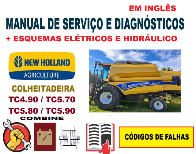 Manual De Serviço e Diagnósticos New Holland TC4.90  TC5.70  TC5.80  TC5.90 (Inglês)