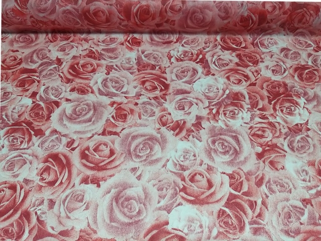 TNT Estampado Mewi Painel Floral Rosas Vermelhas 5 m x 1,40 m de largura 40 g