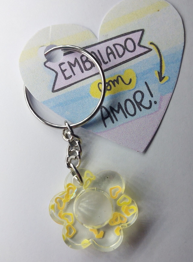 Chaveiro Flor Amarela transparente 