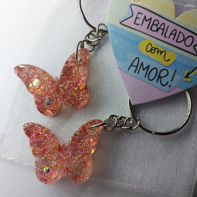 Chaveiro Borboleta Glitter - 3 unidades*