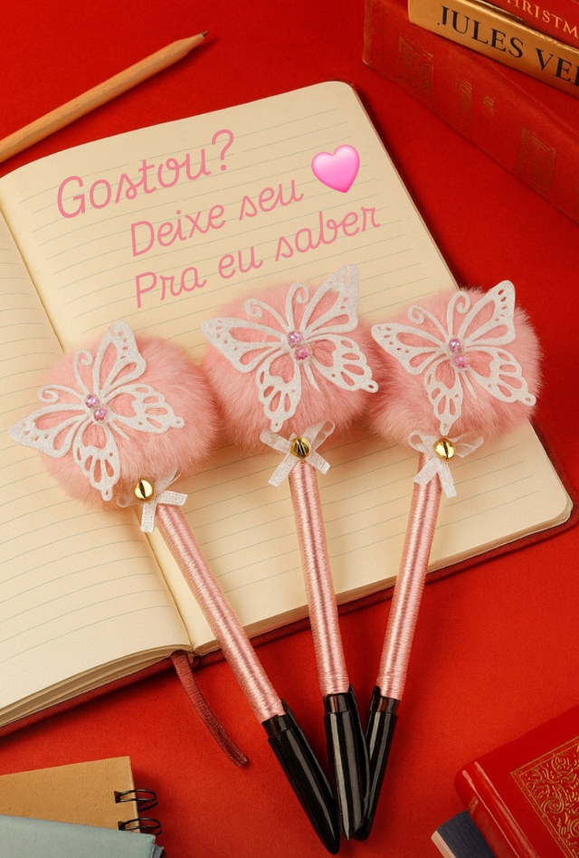 Caneta Pompom recarregvel (Borboleta)