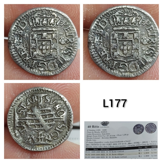 P114 Colonia 40 reis Prata sem data 1695 a 1698 pequeno restauro L177