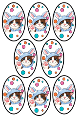 05 Folhas Papel Arroz Meu nome � Gato Coelho Da P�scoa Ovo 