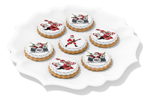 35 Papel De Arroz P/ Biscoito Papai Noel Natal Rock 3,8cm