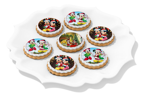 35 Papel De Arroz P/ Biscoito Feliz Natal Mickey E Minnie