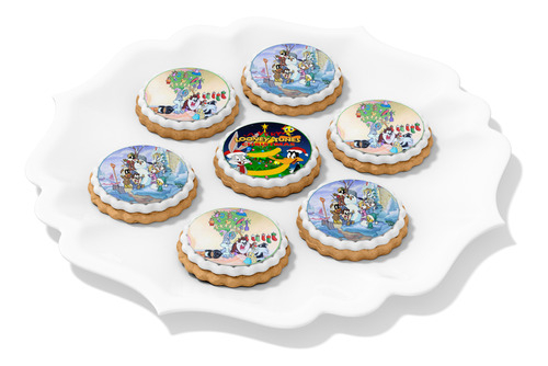 35 Papel De Arroz P/ Biscoito Feliz Natal Looney Tunes 3,8cm