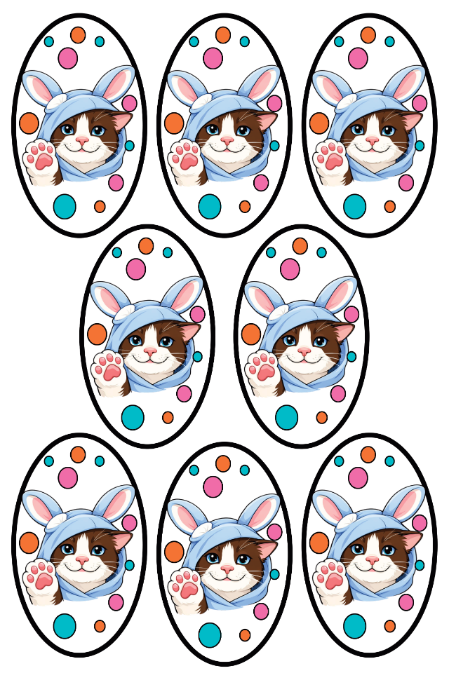 05 Folhas Papel Arroz Meu nome � Gato Coelho Da P�scoa Ovo 