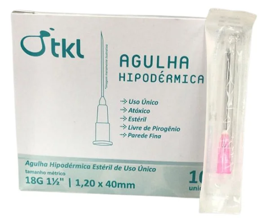 AGULHA HIPODERMICA 40X 1,20MM CX COM 100 UNIDADES