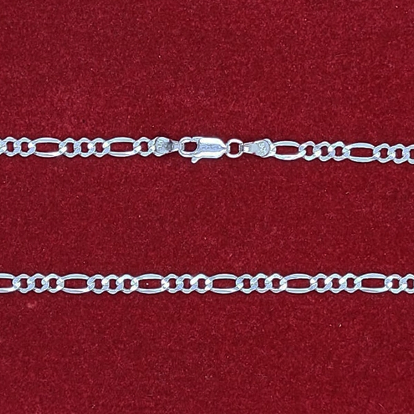 CORRENTE DE PRATA MODELO FIGARO 3x1 - 60 CM - C60F3139