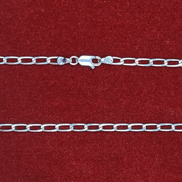 CORRENTE DE PRATA MODELO FIGARO 1 e 1 - 60 CM - C60F1140