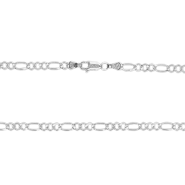 CORRENTE DE PRATA MODELO FIGARO 3x1 - 60 CM - C60F3147