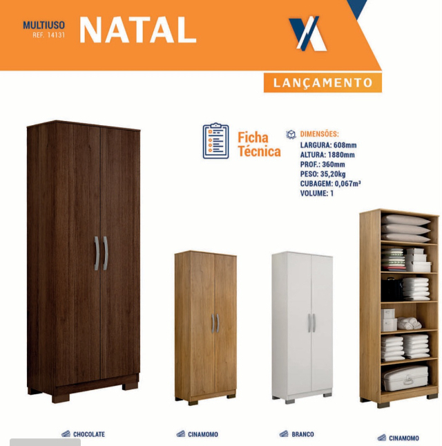 MULTIUSO ALTURA 1,88 METROS LARGURA 60 CM VALDEMOVEIS NATAL por R