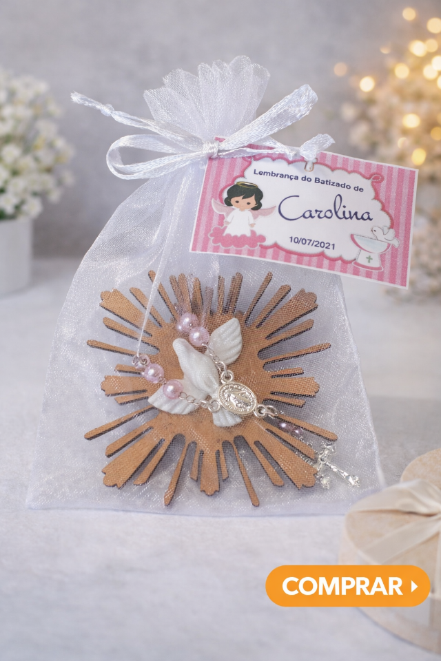 Lembrancinha com Esp�rito Santo e Mini Ter�o Personalizada