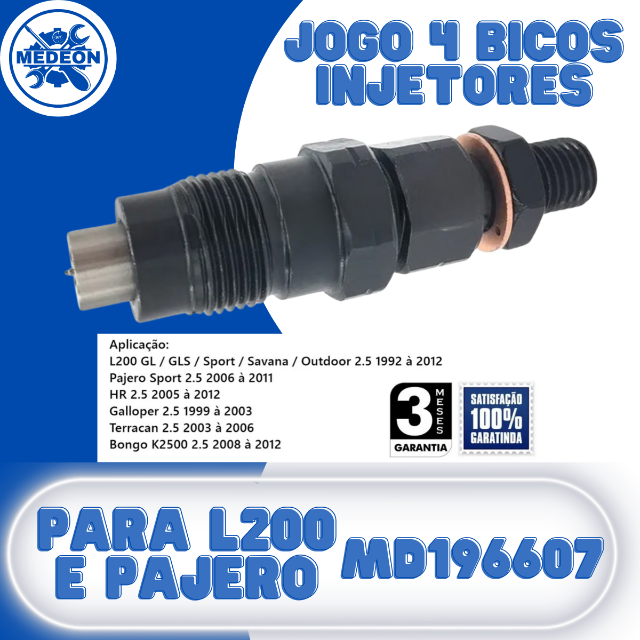 Bicos Injetores L200 HPE SPORT PAJERO GL 2.5 8V ANO 1998 ATE 2011