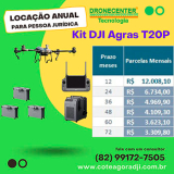 Drone Kit DJI Agras T20P (drone, carregador + 3 baterias) Locao anual PJ a partir de R$ 3.309,80 mensal