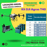 Drone Kit DJI Agras T40 (drone, carregador + 3 baterias) Locao anual PJ a partir de R$ 5.092,00 mensal