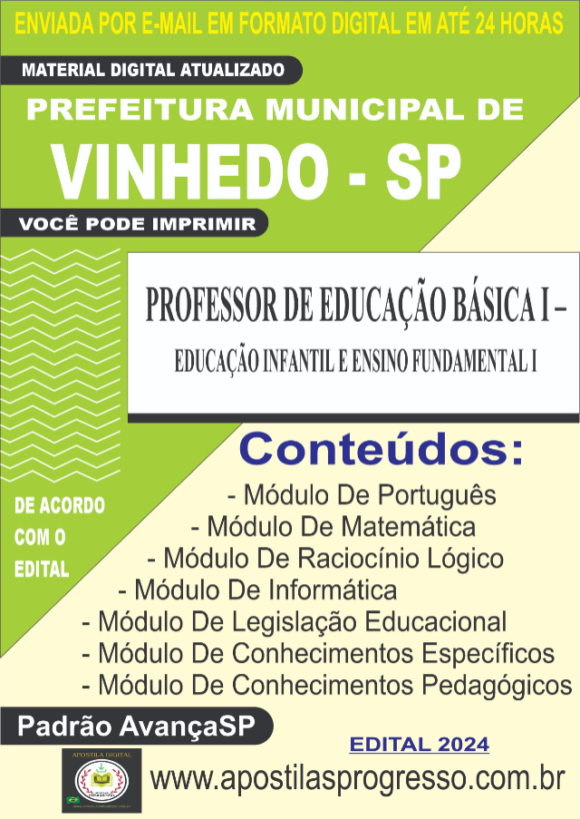 Apostila Da Prefeitura De Vinhedo Professor De Educao Bsica I