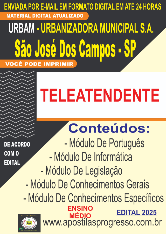 Apostila Digital Da Urbam De SJC - SP Teleatendente