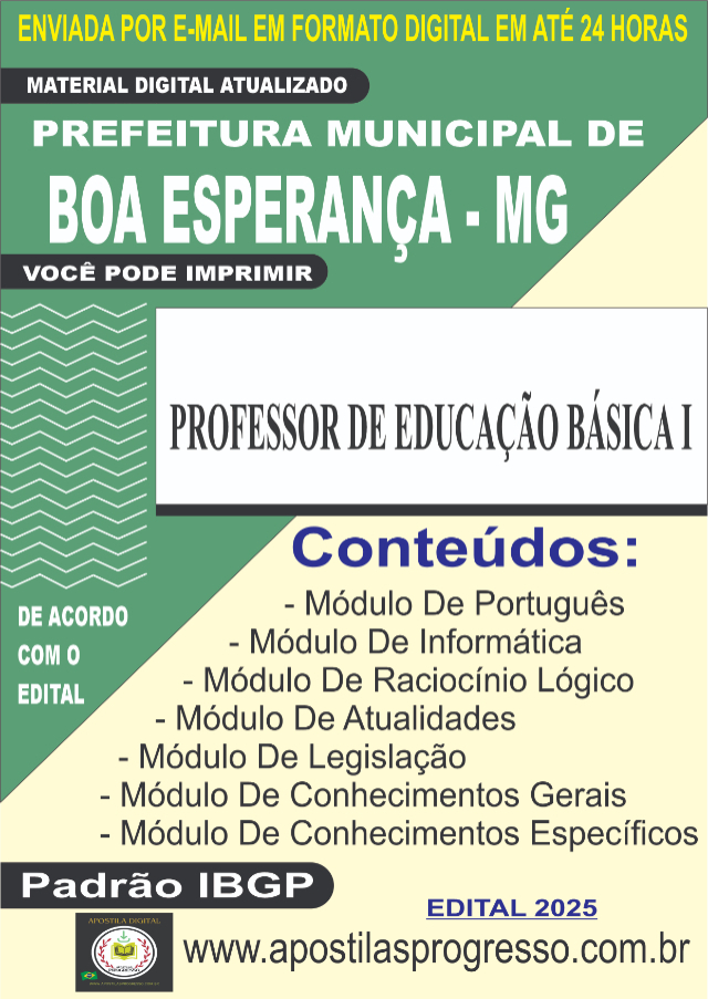 Apostila Digital De Boa Esperana Professor I 