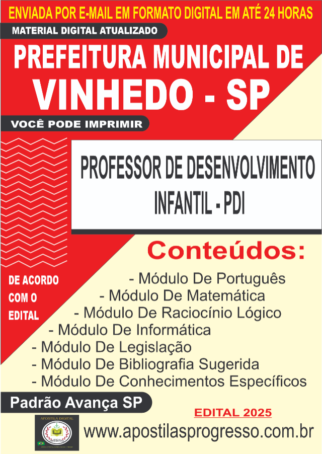 Apostila Da Prefeitura De Vinhedo Professor Educa��o Infantil 
