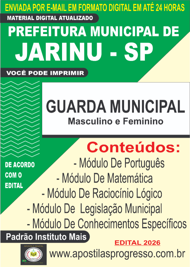 Apostila Da Prefeitura De Jarinu Guarda Civil Municipal 