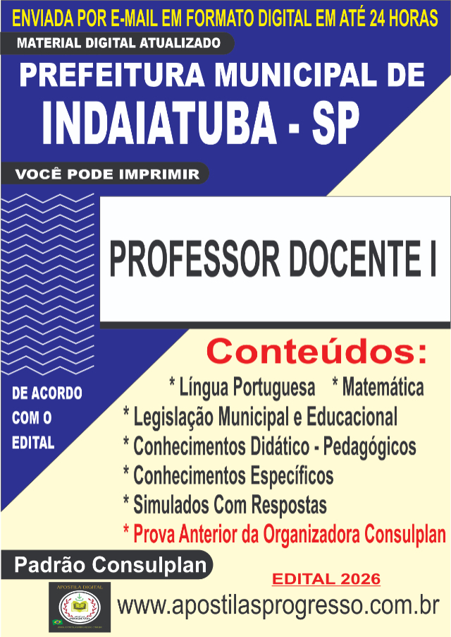 Apostila Da Prefeitura De Indaiatuba Professor Docente I 