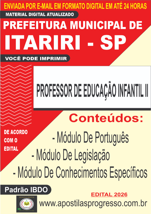 Apostila Da Prefeitura De Itariri Professor Infantil