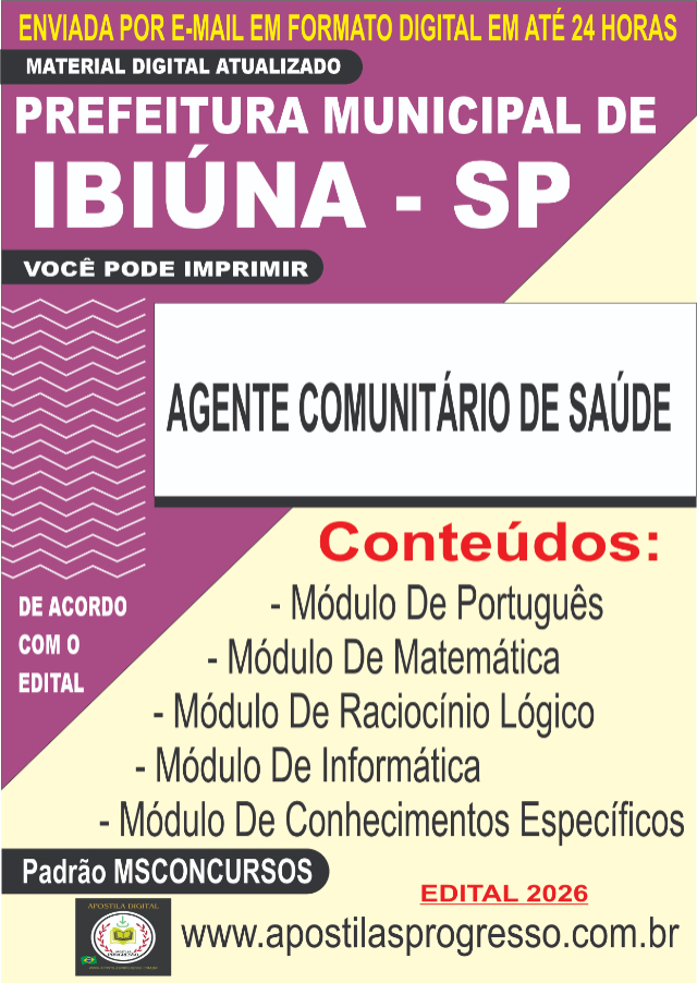 Apostila Da Prefeitura De Ibi�na Agente Comunit�rio De Sa�de 